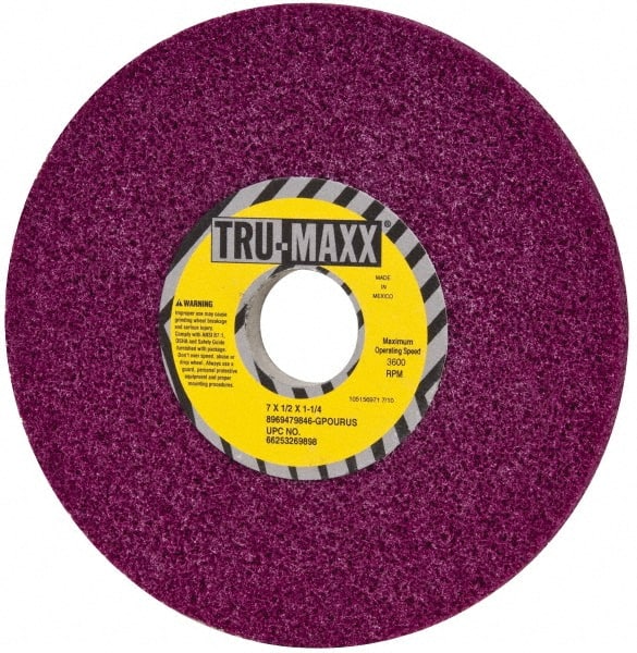 Tru-Maxx - 7" Diam x 1-1/4" Hole x 1/2" Thick, G Hardness, 46 Grit Surface Grinding Wheel - Aluminum Oxide, Type 1, Coarse Grade, 3,600 Max RPM, No Recess - Exact Tooling