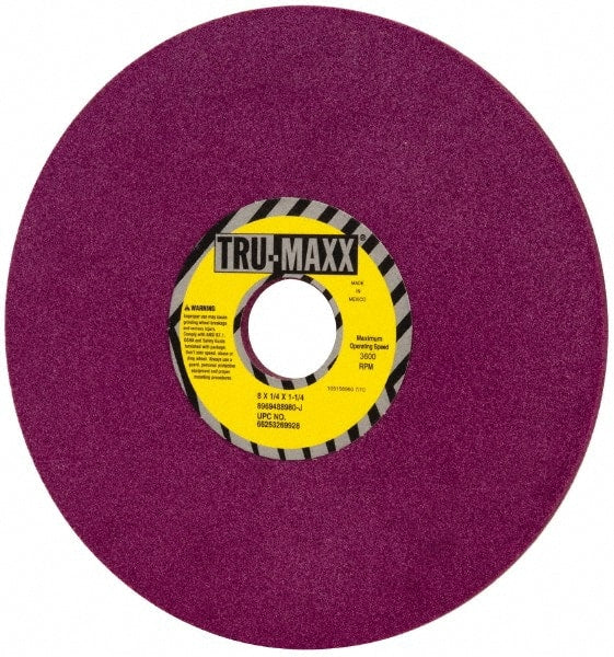 Tru-Maxx - 8" Diam x 1-1/4" Hole x 1/4" Thick, J Hardness, 80 Grit Surface Grinding Wheel - Aluminum Oxide, Type 1, Medium Grade, 3,600 Max RPM, No Recess - Exact Tooling