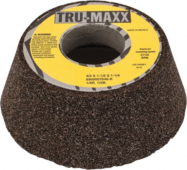 Tru-Maxx - 4" Diam, 1-1/4" Hole Size, 1-1/2" Overall Thickness, 46 Grit, Type 11 Tool & Cutter Grinding Wheel - Coarse Grade, Aluminum Oxide, K Hardness, 5,730 RPM - Exact Tooling
