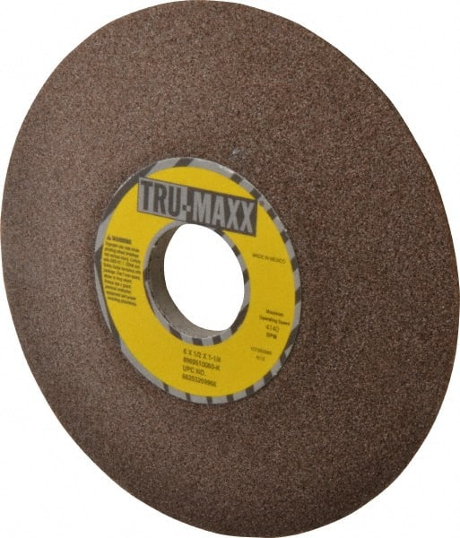 Tru-Maxx - 6" Diam, 1-1/4" Hole Size, 1/2" Overall Thickness, 60 Grit, Type 12 Tool & Cutter Grinding Wheel - Medium Grade, Aluminum Oxide, K Hardness, 4,140 RPM - Exact Tooling