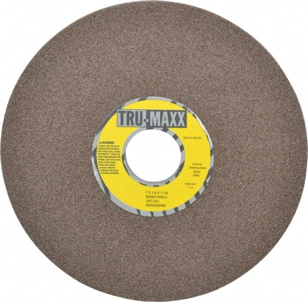 Tru-Maxx - 7" Diam, 1-1/4" Hole Size, 1/2" Overall Thickness, 60 Grit, Type 12 Tool & Cutter Grinding Wheel - Medium Grade, Aluminum Oxide, J Hardness, 3,600 RPM - Exact Tooling