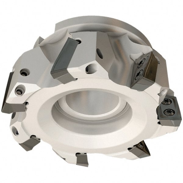 Iscar - 3 Inserts, 50mm Cut Diam, 22mm Arbor Diam, 21mm Max Depth of Cut, Indexable Square-Shoulder Face Mill - 0/90° Lead Angle, 50mm High, HP AD.. 2207 Insert Compatibility, Through Coolant, Series Heliplus - Exact Tooling