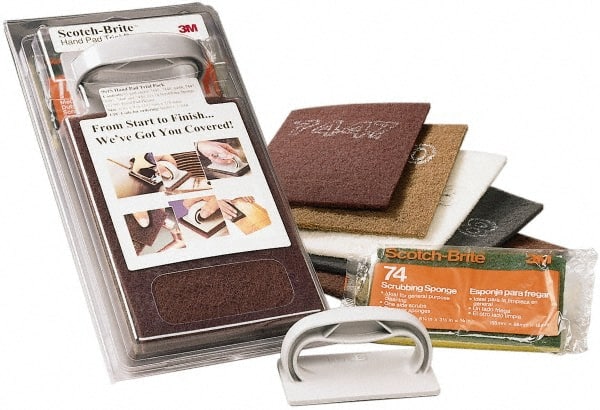 3M - Very Fine & Ultra Fine Grade, Aluminum Oxide & Silicon Carbide Hand Pad - Maroon & Gray, 6" Wide x 9" Long, Nonwoven - Exact Tooling