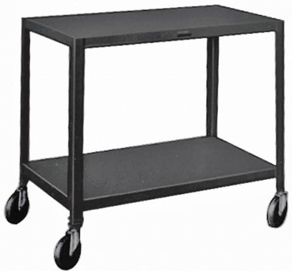 Made in USA - 500 Lb Capacity, 24" Wide x 36" Long x 34-1/2" High Service Cart - 2 Shelf, Steel, Swivel Casters - Exact Tooling