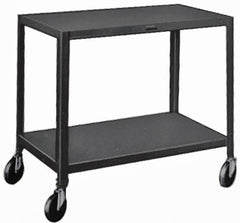 Made in USA - 500 Lb Capacity, 24" Wide x 36" Long x 34-1/2" High Service Cart - 2 Shelf, Steel, Swivel Casters - Exact Tooling