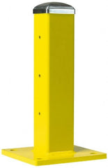 Steel King - Single 18 Inch High Center Steel Guard Rail Mount Post - Yellow, Powder Coated, 10 Inch Mounted Length x 10 Inch Mounted Width For Use with Steel King Railing - Exact Tooling