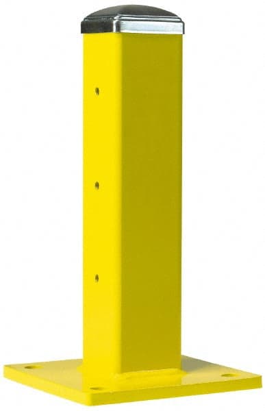 Steel King - Double 42 Inch High Corner Steel Guard Rail Mount Post - Yellow, 10 Inch Mounted Length x 10 Inch Mounted Width For Use with Steel King Railing - Exact Tooling