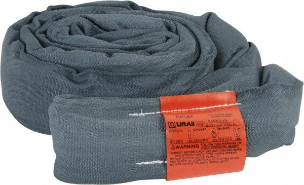 Lift-All - 6' Long x 3-1/4" Wide, 31,000 Lb Vertical Capacity, Polyester Web Sling - 24,800 Lb Choker Capacity, 2-1/4" Diam Chain, Gray - Exact Tooling