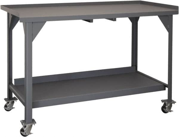 Durham - Roll-Around Workbench Mobile Work Bench - Steel, Gray, 60" Long x 30" Deep x 39-1/2" High - Exact Tooling
