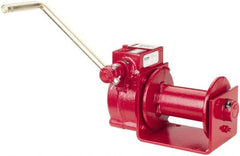 THERN - 2000/1000 Lbs. Load Limit Worm Gear Hand Winch - 2,000 Lbs. Line Pull Capacity, 15 Lbs. Force to Lift 1,000 Pounds, 1/4 inch Cable Diameter - Exact Tooling