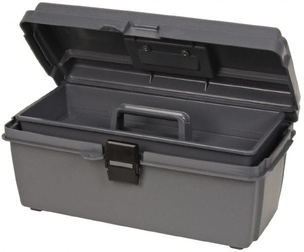 Flambeau - 1 Compartment 1 Tray Utility Tool Box - 14-1/2" Wide x 6-1/8" Deep x 6" High, Copolymer Resin, Gray - Exact Tooling