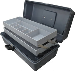Flambeau - 11 Compartment 2 Tray Tool Box - 15" Wide x 6-3/4" Deep x 6-1/2" High, Copolymer Resin, Gray - Exact Tooling
