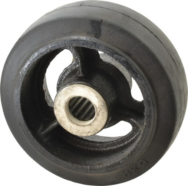 Fairbanks - 5 Inch Diameter x 2 Inch Wide, Rubber Caster Wheel - 350 Lb. Capacity, 2-3/16 Inch Hub Length, 3/4 Inch Axle Diameter, Roller Bearing - Exact Tooling