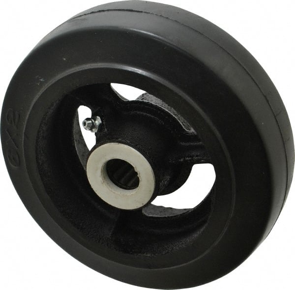 Fairbanks - 6 Inch Diameter x 2 Inch Wide, Rubber Caster Wheel - 410 Lb. Capacity, 2-3/16 Inch Hub Length, 3/4 Inch Axle Diameter, Roller Bearing - Exact Tooling
