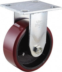 Value Collection - 5" Diam x 2" Wide x 6-1/2" OAH Top Plate Mount Rigid Caster - Polyurethane, 1,200 Lb Capacity, Roller Bearing, 4 x 4-1/2" Plate - Exact Tooling