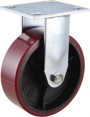 Value Collection - 6" Diam x 2" Wide x 7-1/2" OAH Top Plate Mount Rigid Caster - Polyurethane, 1,200 Lb Capacity, Roller Bearing, 4 x 4-1/2" Plate - Exact Tooling
