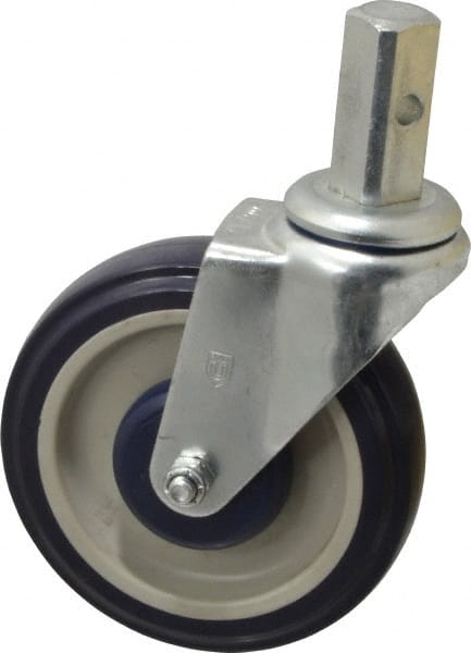 Win-Holt - 5" Diam x 1-1/4" Wide x 6-3/16" OAH Stem Mount Swivel Caster - Polyurethane, 250 Lb Capacity, Ball Bearing, 27/32 x 2-1/2" Square Stem - Exact Tooling