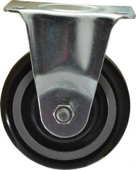 Fairbanks - 4" Diam x 1-1/4" Wide x 5" OAH Top Plate Mount Rigid Caster - Polyurethane, 250 Lb Capacity, Ball Bearing, 2-7/8 x 3-5/8" Plate - Exact Tooling