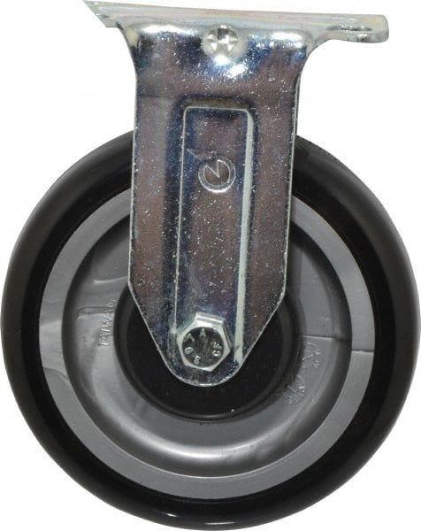 Fairbanks - 5" Diam x 1-1/4" Wide x 6-15/32" OAH Top Plate Mount Rigid Caster - Polyurethane, 275 Lb Capacity, Ball Bearing, 2-7/8 x 3-5/8" Plate - Exact Tooling