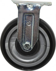 Fairbanks - 5" Diam x 1-1/4" Wide x 6-15/32" OAH Top Plate Mount Rigid Caster - Polyurethane, 275 Lb Capacity, Ball Bearing, 2-7/8 x 3-5/8" Plate - Exact Tooling