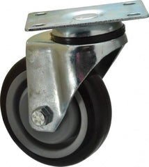 Fairbanks - 4" Diam x 1-1/4" Wide x 5" OAH Top Plate Mount Swivel Caster - Polyurethane, 250 Lb Capacity, Ball Bearing, 2-7/8 x 3-5/8" Plate - Exact Tooling