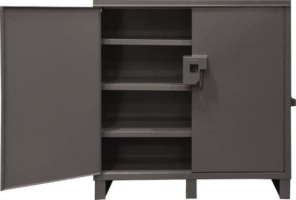 Durham - 3 Shelf Locking Storage Cabinet - Steel, 60" Wide x 24" Deep x 60" High, Gray - Exact Tooling