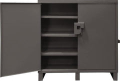 Durham - 3 Shelf Locking Storage Cabinet - Steel, 60" Wide x 24" Deep x 60" High, Gray - Exact Tooling