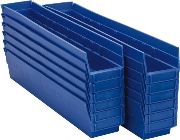 Akro-Mils - 23-5/8" Deep, Blue Hopper Shelf Bin - 4" High x 4-1/8" Wide x 23-5/8" Long - Exact Tooling