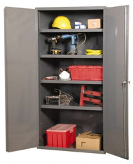 Durham - 2 Shelf Locking Storage Cabinet - Steel, 36" Wide x 24" Deep x 42" High, Gray - Exact Tooling