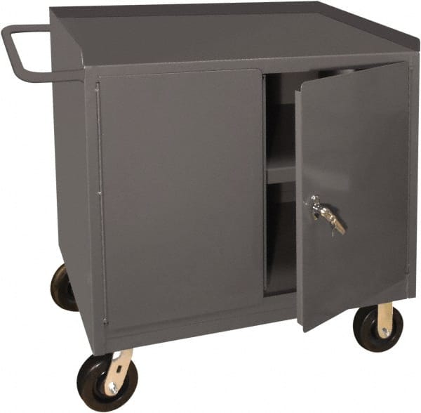 Durham - 1,000 Lb Capacity, 2 Door Mobile Cabinet - 36" Wide x 24" Deep x 37-1/2" High, Steel, Gray - Exact Tooling