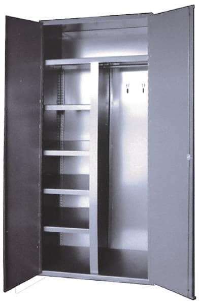 Durham - 5 Shelf Combination Storage Cabinet - Steel, 36" Wide x 24" Deep x 84" High, Gray - Exact Tooling