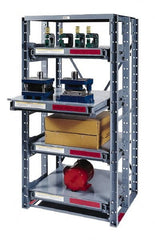 Made in USA - 3 Shelf Starter Full Extension Roll-Out Open Steel Shelving - 2,000 Lb Capacity, 44" Wide x 84-1/2" High x 36" Deep, Gray - Exact Tooling