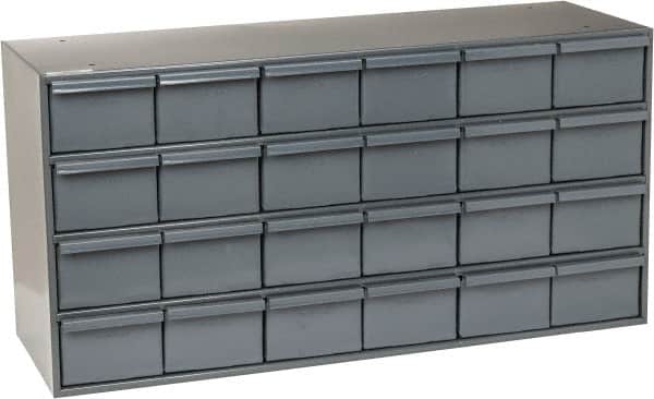 Durham - 24 Drawer, Small Parts Steel Storage Cabinet - 11-3/4" Deep x 33-3/4" Wide x 17" High - Exact Tooling