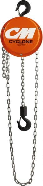 CM - 1,000 Lb Lifting Capacity, 8' Lift Height, Hand Hoist - Made from Chain, 22-1/2' Overhaul to Lift 1', 46 Lb Avg Pull to Lift Rated Load, 1 Chain - Exact Tooling