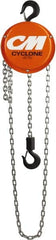 CM - 1,000 Lb Lifting Capacity, 8' Lift Height, Hand Hoist - Made from Chain, 22-1/2' Overhaul to Lift 1', 46 Lb Avg Pull to Lift Rated Load, 1 Chain - Exact Tooling
