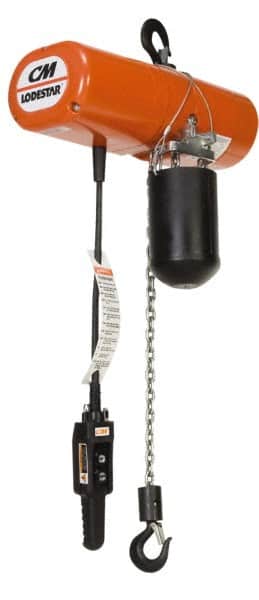 CM - 2 Ton Capacity, Electric Chain Hoist - 20' Max Lift, 22-1/2" Min Headroom, 2 Chains - Exact Tooling