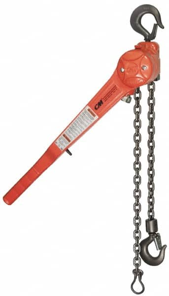 CM - 1,500 Lb Lifting Capacity, Lever Hoist - Made from Chain, 58 Lb Avg Pull to Lift Rated Load - Exact Tooling