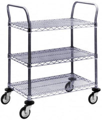 Value Collection - 600 Lb Capacity, 18" Wide x 60" Long x 39" High Wire Cart - 3 Shelf, Steel, Swivel Casters - Exact Tooling