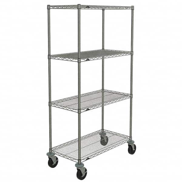 Metro - 600 Lb Capacity 4 Shelf Mobile Wire Shelving Unit - Add-On Unit - Exact Tooling