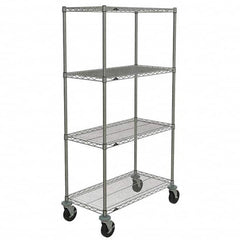 Metro - 600 Lb Capacity 4 Shelf Mobile Wire Shelving Unit - Add-On Unit - Exact Tooling