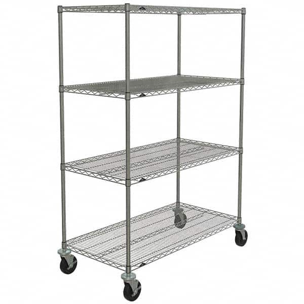 Metro - 600 Lb Capacity 4 Shelf Mobile Wire Shelving Unit - Add-On Unit - Exact Tooling
