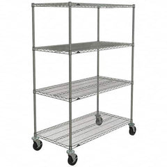 Metro - 600 Lb Capacity 4 Shelf Mobile Wire Shelving Unit - Add-On Unit - Exact Tooling