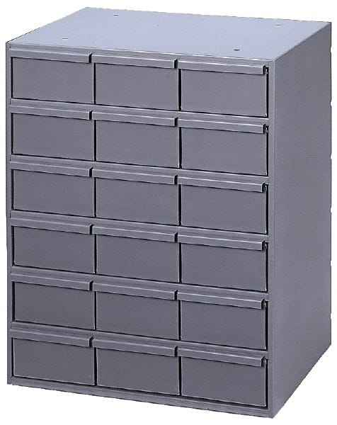 Durham - 18 Drawer, Small Parts Steel Storage Cabinet - 11-5/8" Deep x 17-1/4" Wide x 21-1/4" High - Exact Tooling