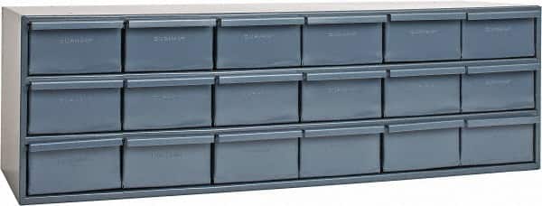 Durham - 18 Drawer, Small Parts Steel Storage Cabinet - 11-5/8" Deep x 33-3/4" Wide x 10-7/8" High - Exact Tooling