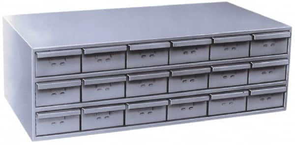 Durham - 18 Drawer, Small Parts Steel Storage Cabinet - 11-3/4" Deep x 33-3/4" Wide x 12-7/8" High - Exact Tooling