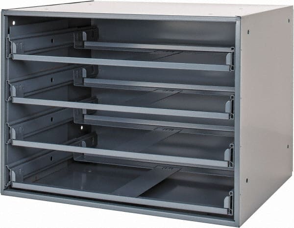 Durham - 4 Drawer, Small Parts Slide Rack Cabinet - 15-3/4" Deep x 20" Wide x 15" High - Exact Tooling