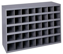 Durham - 40 Bin Bin Shelving Unit with Openings - 33-3/4 Inch Overall Width x 8-1/2 Inch Overall Depth x 22-1/4 Inch Overall Height, Gray Steel Bins - Exact Tooling