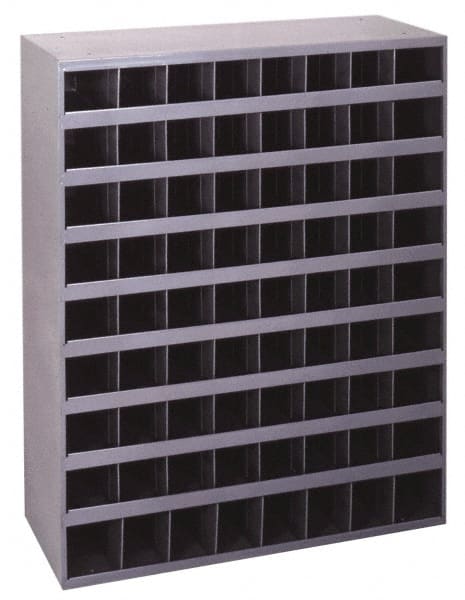 Durham - 72 Bin Bin Shelving Unit with Openings - 33-3/4 Inch Overall Width x 8-1/2 Inch Overall Depth x 42 Inch Overall Height, Gray Steel Bins - Exact Tooling