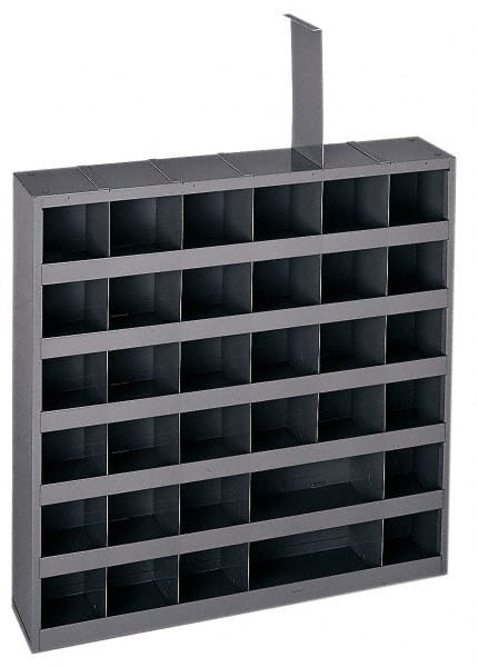 Durham - 36 Bin Bin Shelving Unit with Removable Dividers - 23-3/4 Inch Overall Width x 4-3/4 Inch Overall Depth x 23-3/4 Inch Overall Height, Gray Steel Bins - Exact Tooling