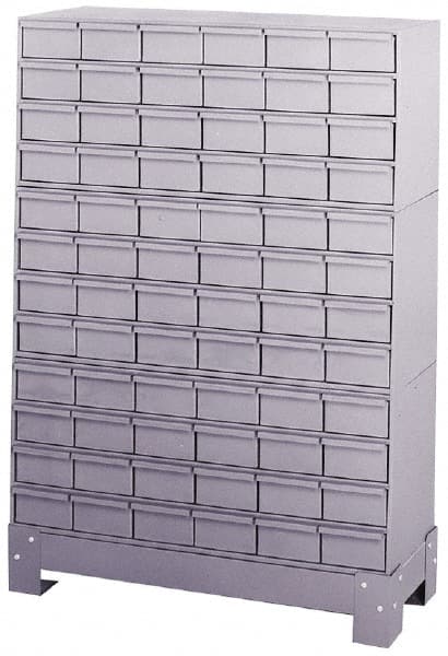 Durham - 72 Bin Bin Shelving Unit with Drawers - 34-1/8 Inch Overall Width x 12-1/4 Inch Overall Depth x 48-1/8 Inch Overall Height, Gray Steel Bins - Exact Tooling